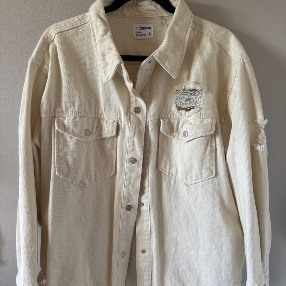 Ci Sono Cream Denim Jacket